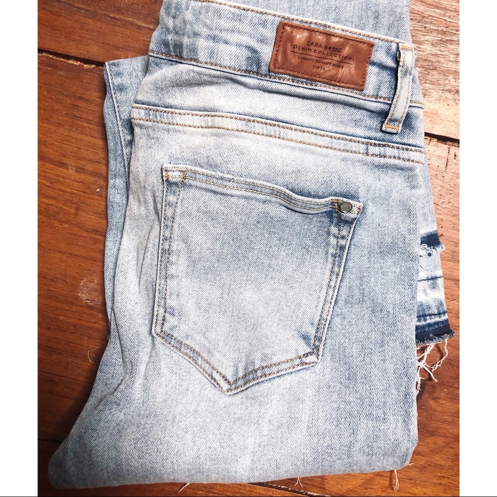 Zara Basic Light Wash Flare Capris - image 5